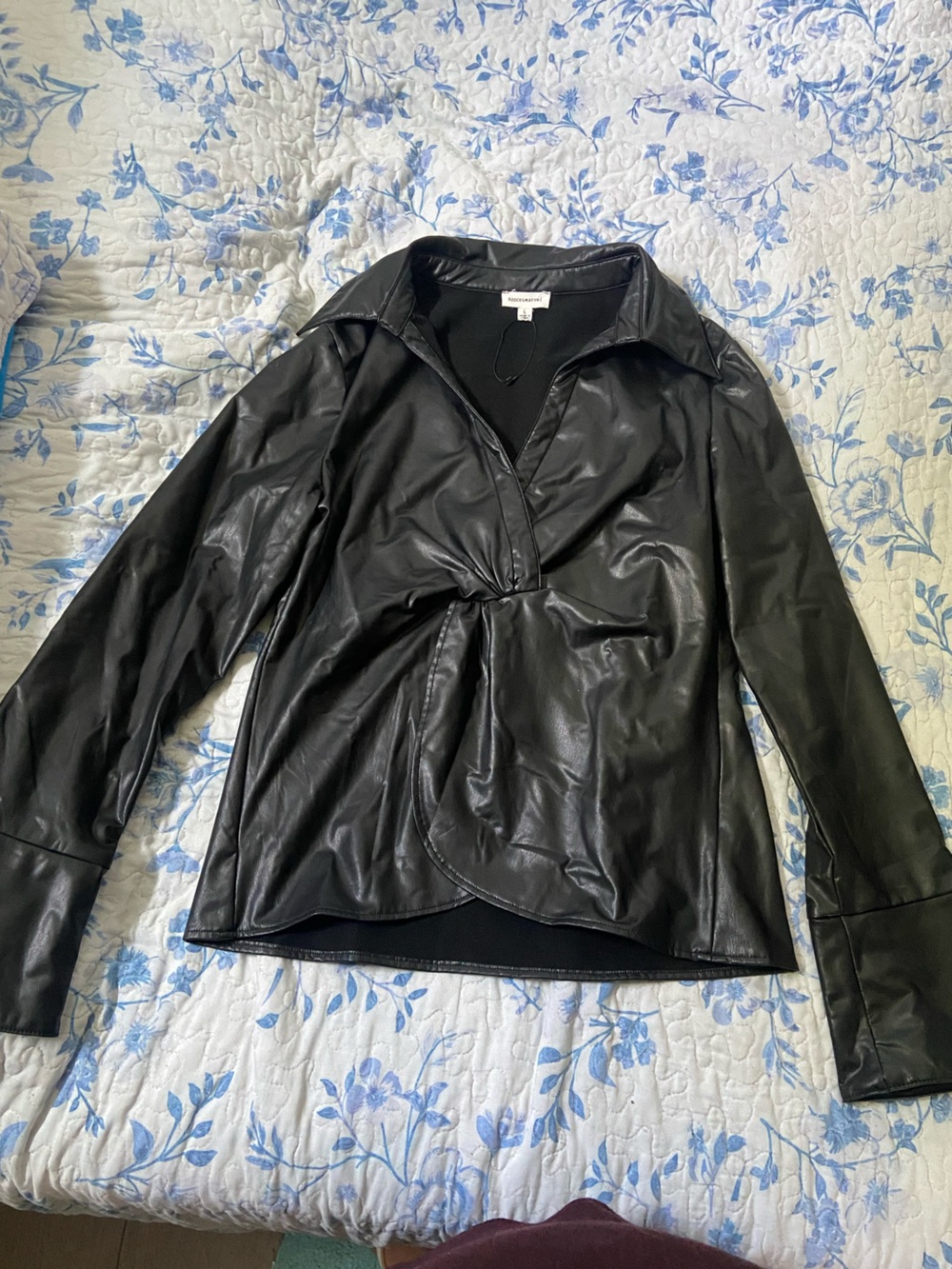 Dance & Marvel Black Faux Leather Bomber Jacket